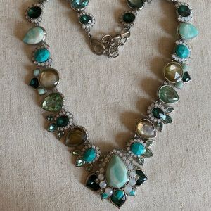 Turquoise Peacock Plumes Statement Necklace